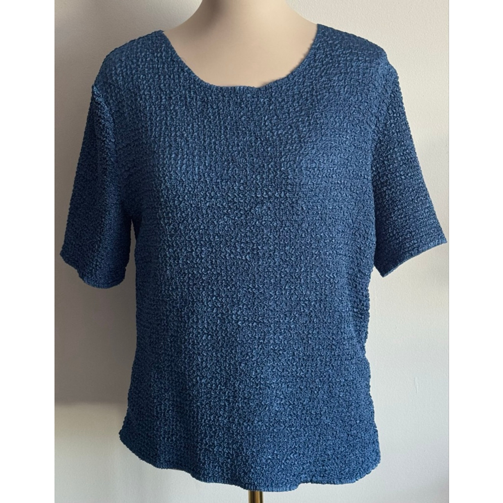 Women's BALA BALA Blue Textured Short Sleeve Tee Standard L